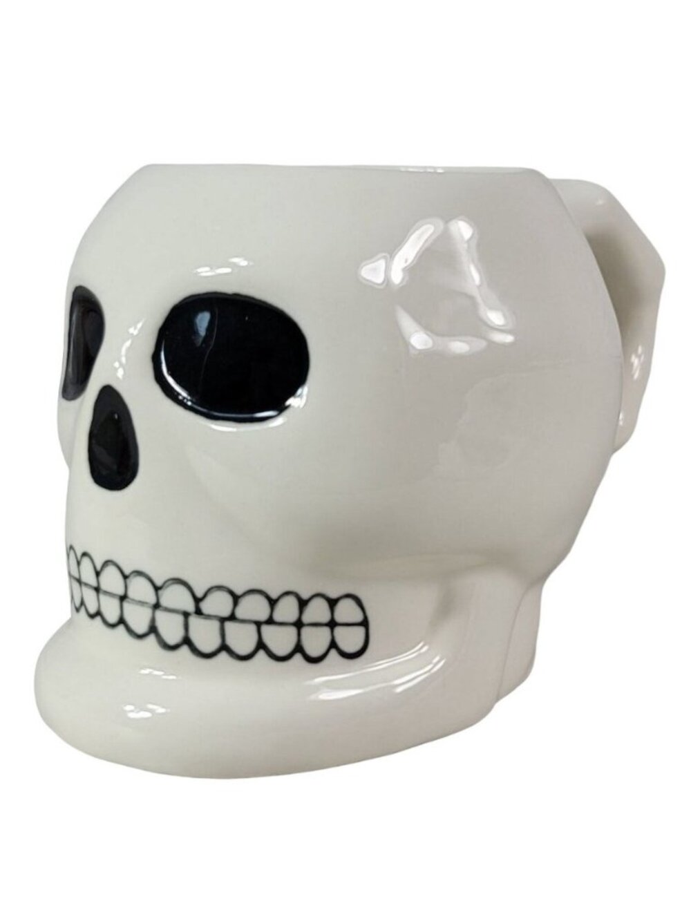 Crofton Halloween Skull Mug White 11oz Day Of The Dead Scary Head Figural Aldi